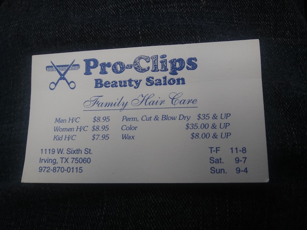 Pro-Clips Beauty Salon | 1119 W 6th St, Irving, TX 75060, USA | Phone: (972) 870-0115