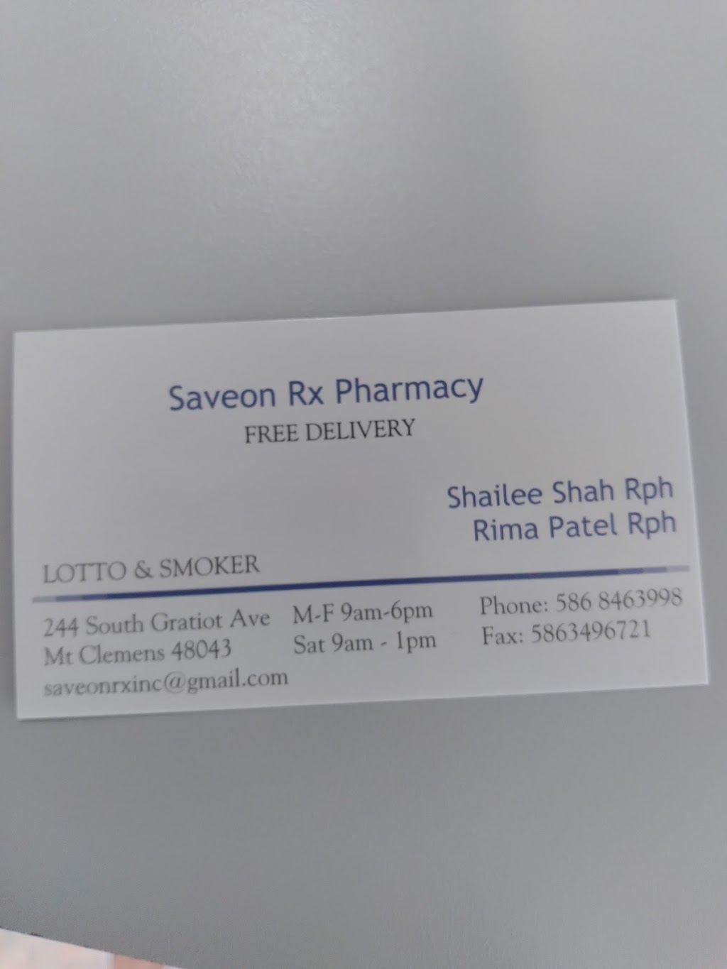 Saveon Rx Pharmacy | 244 Southbound Gratiot Ave, Mt Clemens, MI 48043, USA | Phone: (586) 846-3998