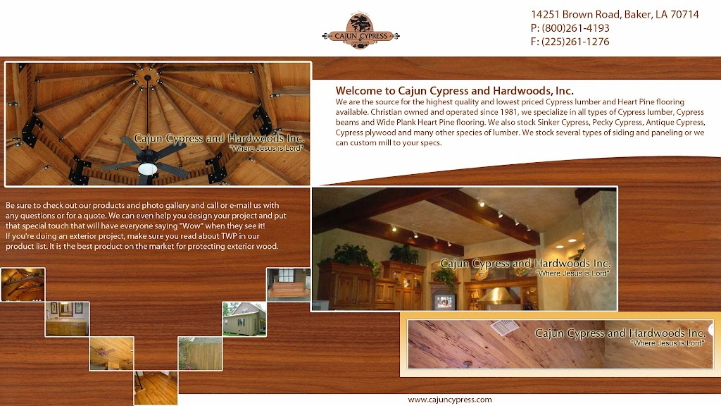 Cajun Cypress and Hardwoods | 14251 Brown Rd, Baker, LA 70714, USA | Phone: (800) 261-4193