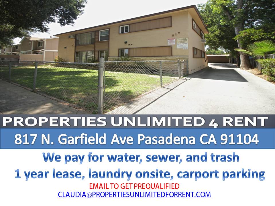 PROPERTIES UNLIMITED 4 RENT | 393 Adena St, Pasadena, CA 91104, USA | Phone: (626) 755-6723