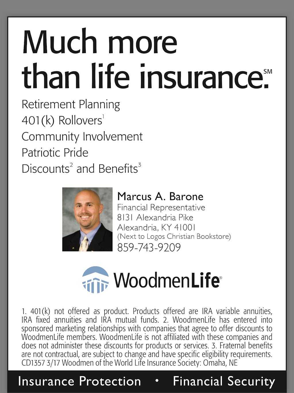 WoodmenLife - Marc Barone | 7718 Alexandria Pike, Alexandria, KY 41001, USA | Phone: (859) 448-0425