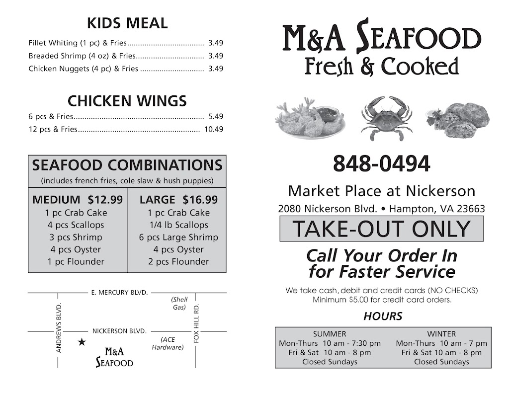 M & A Seafood | 2080 Nickerson Blvd, Hampton, VA 23663, USA | Phone: (757) 848-0494