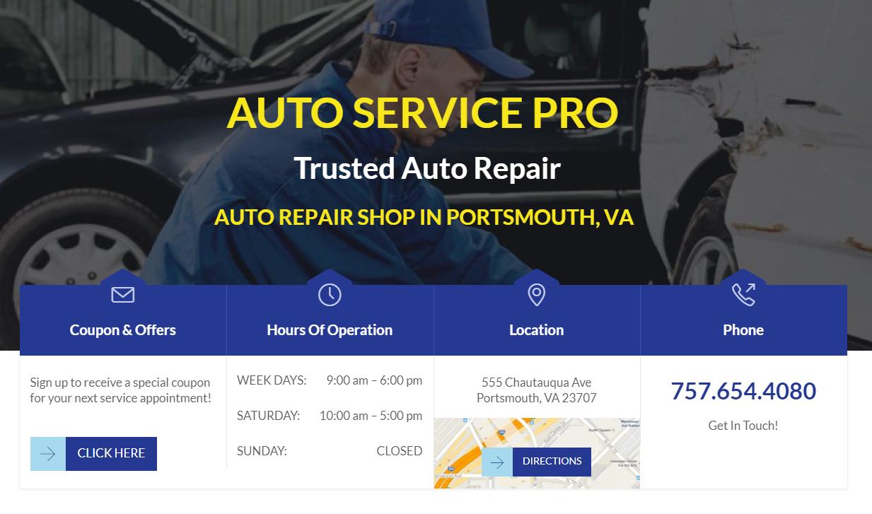 Auto Service Pro | 555 Chautauqua Ave, Portsmouth, VA 23707, United States | Phone: (757) 654-4080