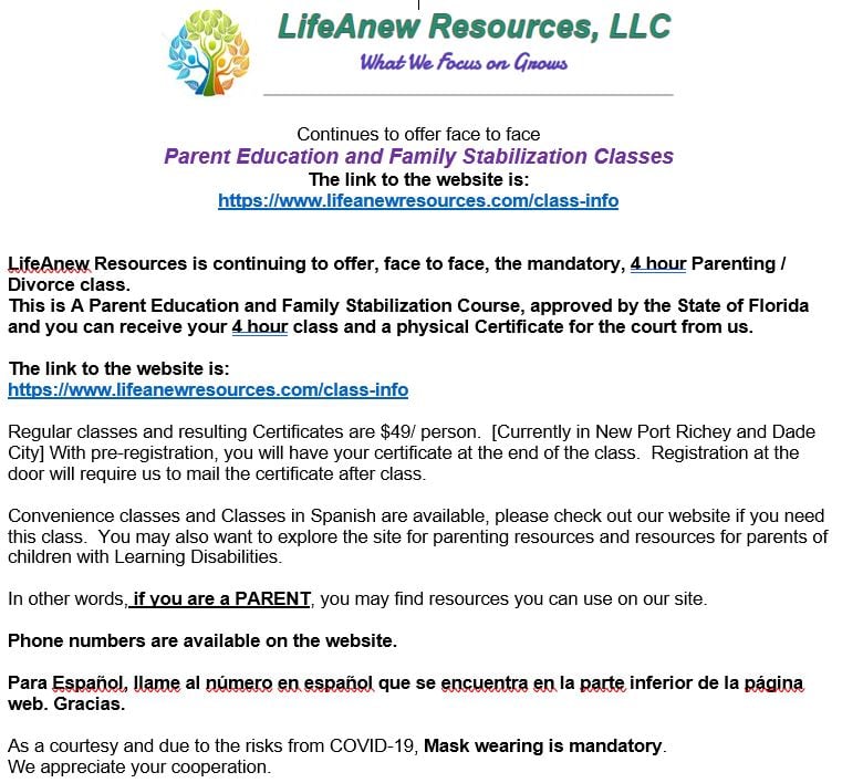 LifeAnew Resources, LLC | 36212 Chickadee Ln, Zephyrhills, FL 33541, USA | Phone: (727) 312-7470