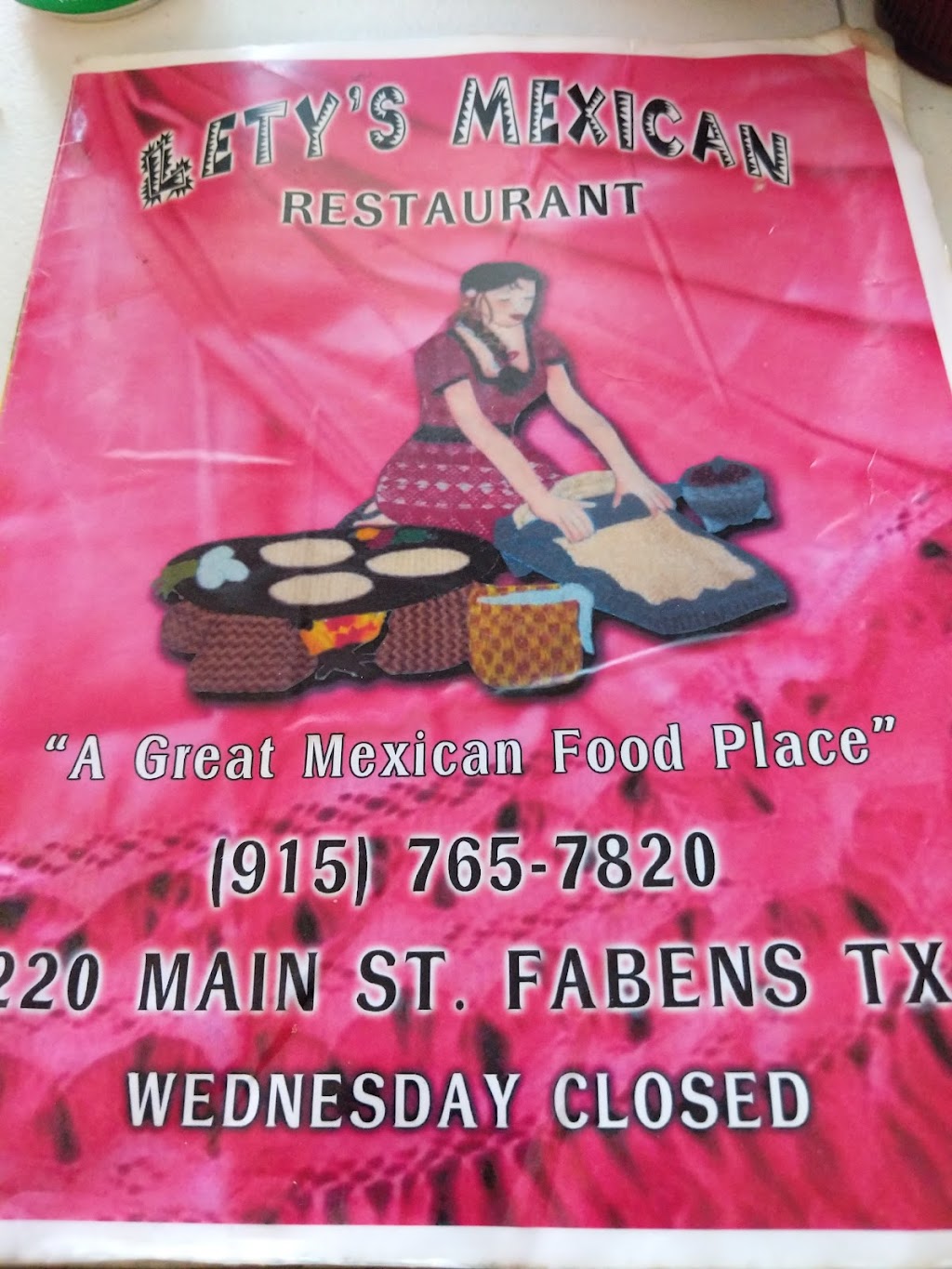 Letys Mexican Restaurant | 222 Main St, Fabens, TX 79838, USA | Phone: (915) 765-7820