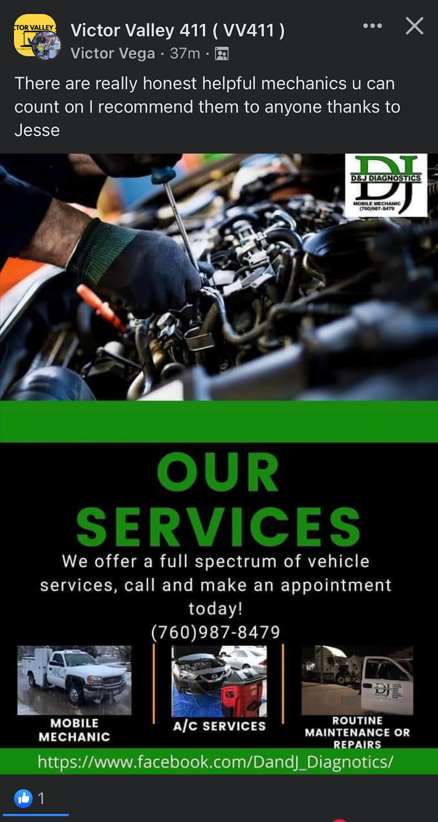 D&J Diagnostics Mobile Mechanic | 12562 El Dorado Ct, Victorville, CA 92392 | Phone: (760) 987-8479