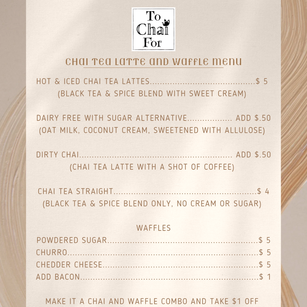 To Chai For | 841 N Tarrant Pkwy #100, Keller, TX 76248, USA | Phone: (574) 855-8176