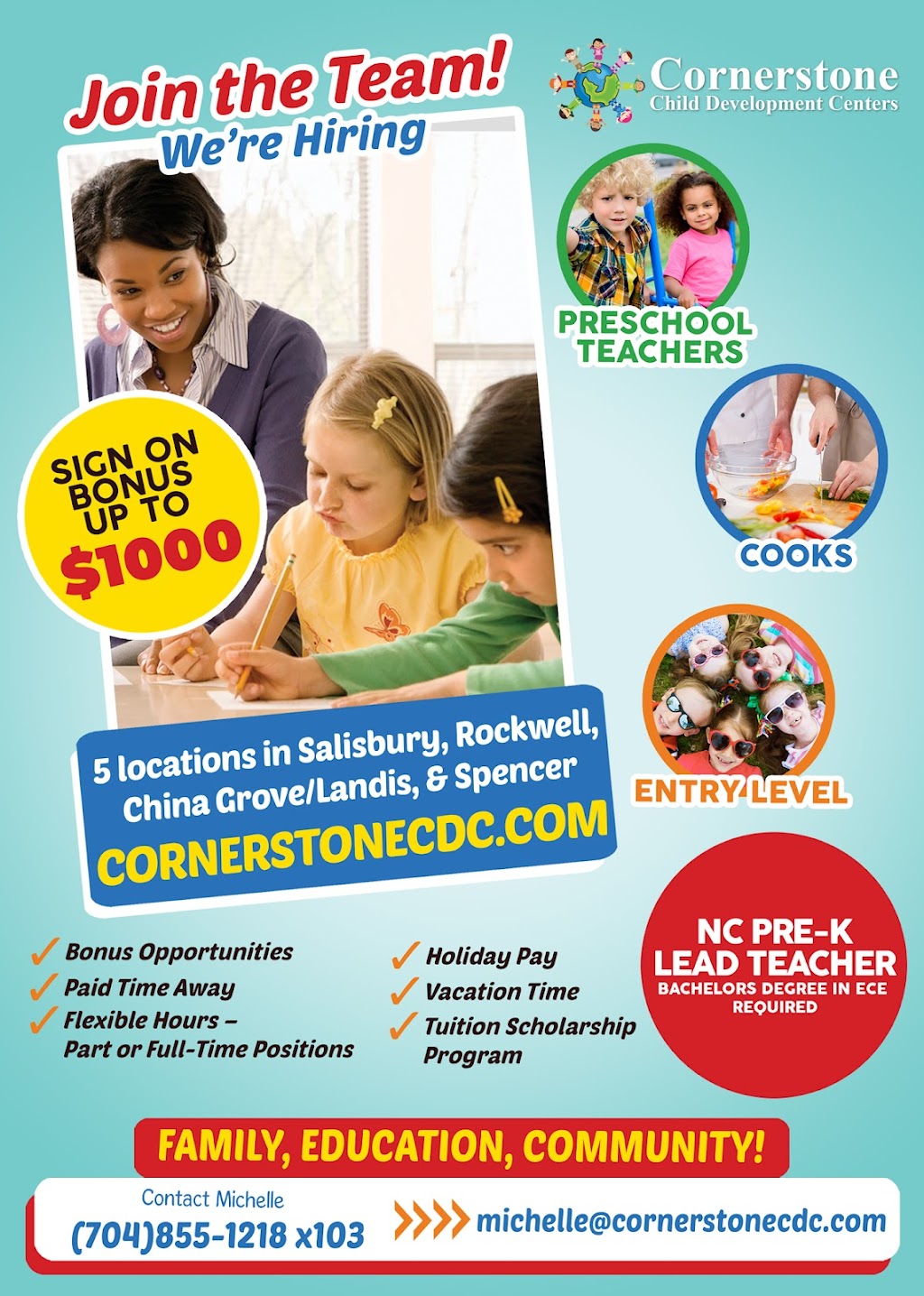 Cornerstone Child Development Center (East) | 125 Eastville Dr, Salisbury, NC 28146, USA | Phone: (704) 279-1255