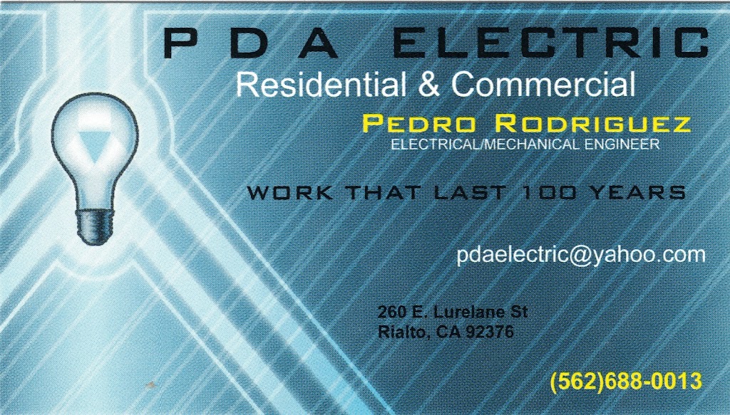 PDA Electric | 260 E Lurelane St, Rialto, CA 92376 | Phone: (562) 688-0013