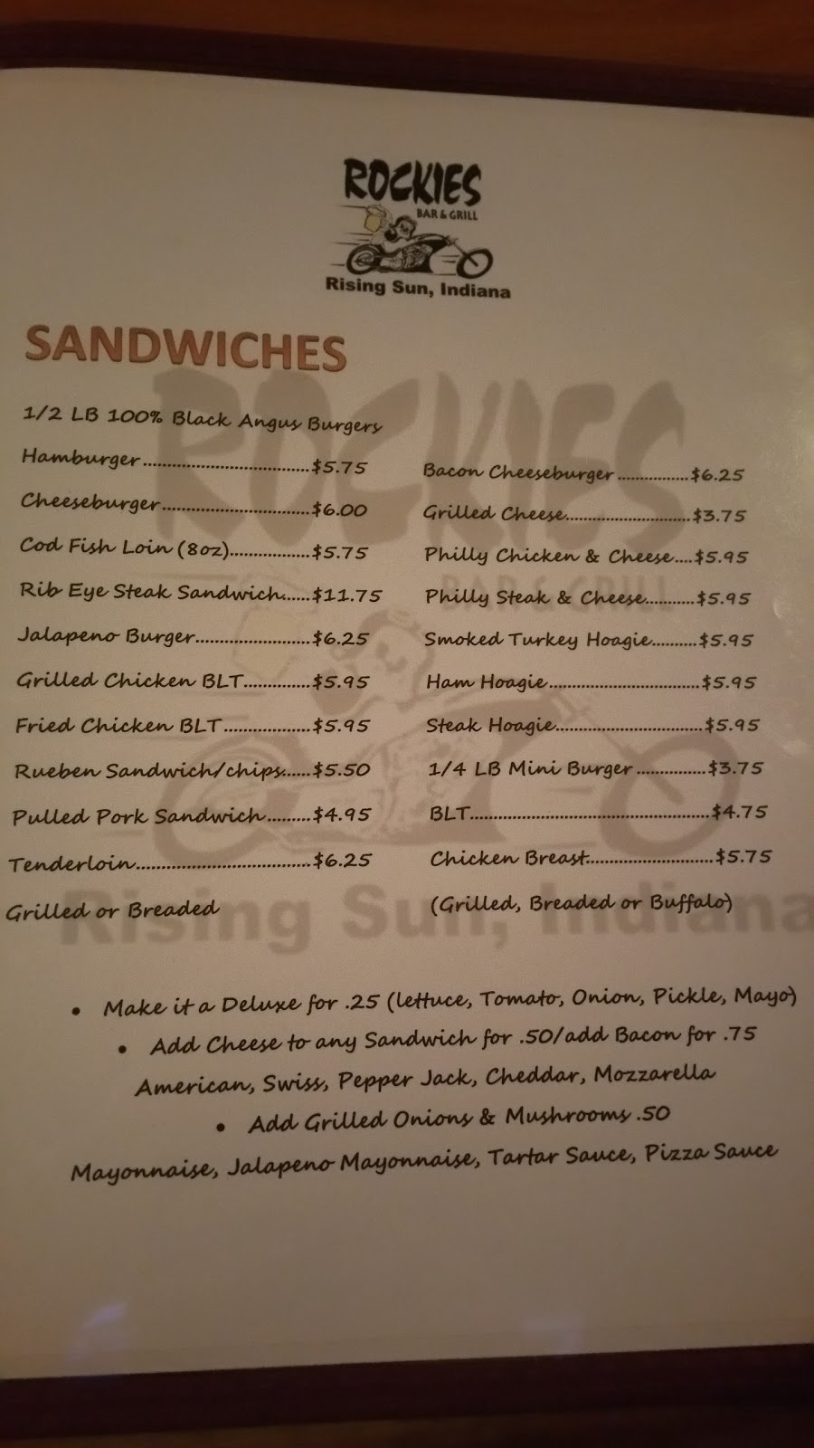 Rockies Bar & Grill | 301 Industrial Access Rd, Rising Sun, IN 47040, USA | Phone: (812) 438-2204 Rockies Bar & Grill | 301 Industrial Access Rd, Rising Sun, IN 47040, USA | Phone: (812) 438-2204