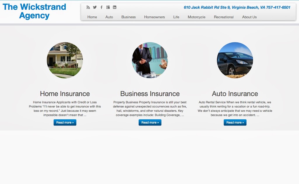 Wickstrand Insurance Agency - Gary Wickstrand | 3073 Brickhouse Ct, Virginia Beach, VA 23452, USA | Phone: (757) 417-6501