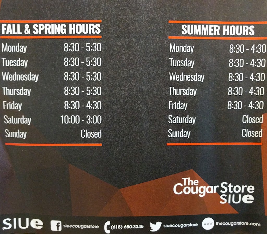 The Cougar Store SIUE | 60 Hairpin Dr Campus Box 1171, Edwardsville, IL 62026, USA | Phone: (618) 650-3345