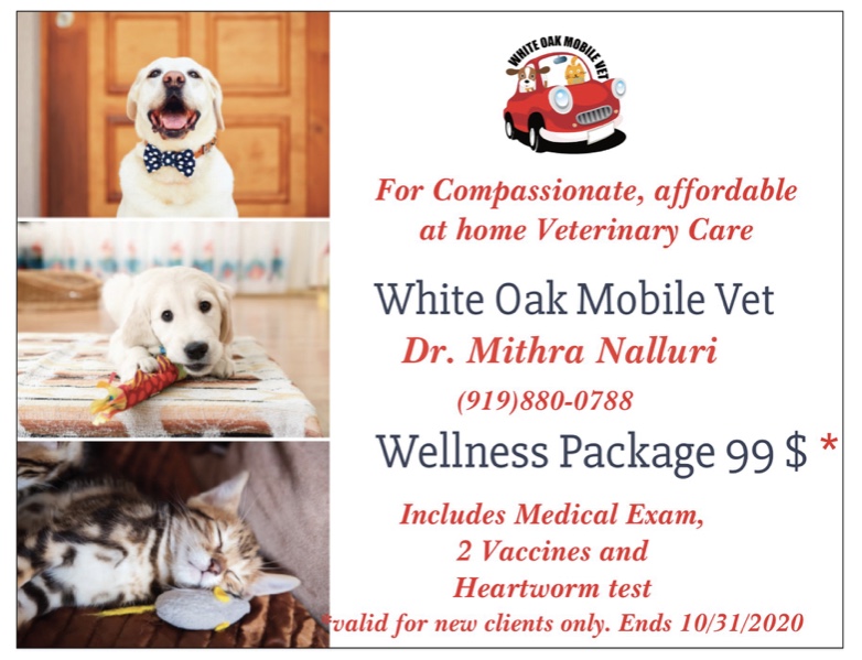 White Oak Mobile Vet | Green Level W Rd, Apex, NC 27523, USA | Phone: (919) 880-0788
