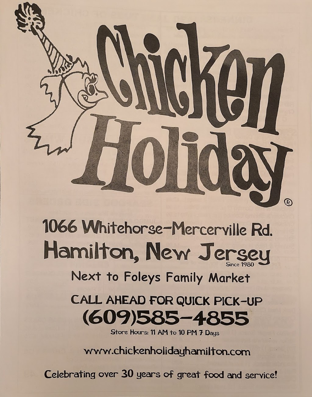 Chicken Holiday | 1066 White Horse Ave, Hamilton Township, NJ 08610, USA | Phone: (609) 585-4855