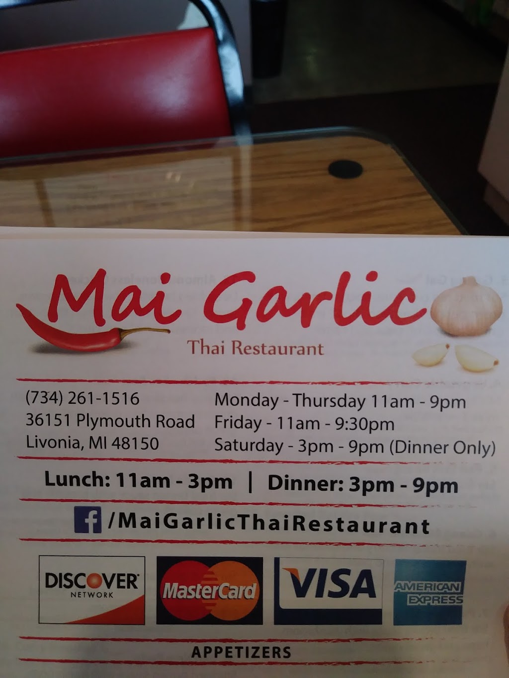 Mai Garlic Restaurant | 36151 Plymouth Rd, Livonia, MI 48150, USA | Phone: (734) 261-1516