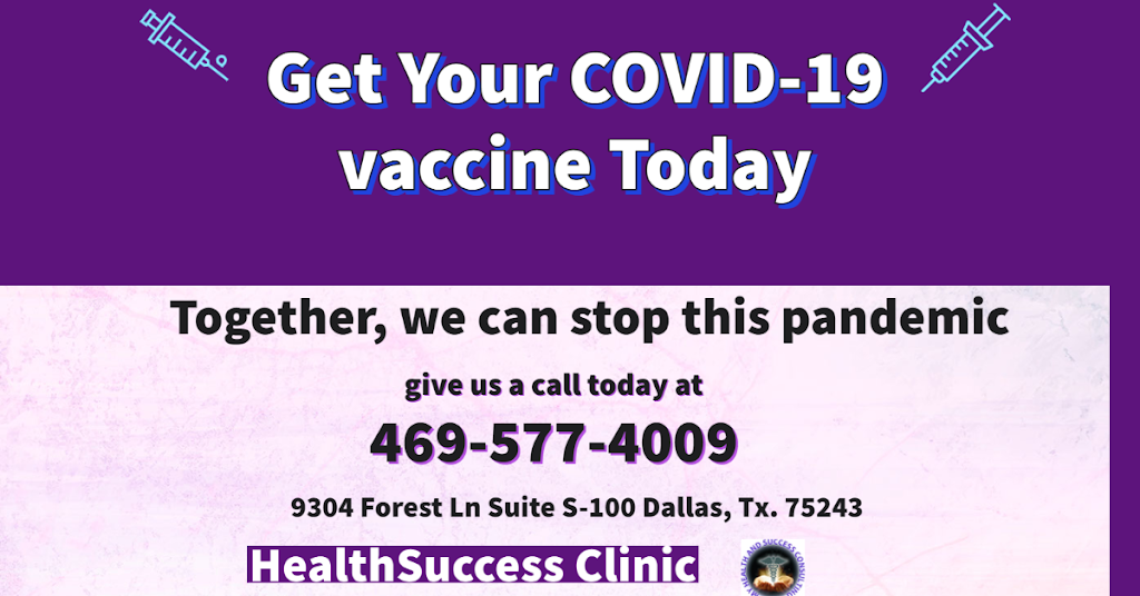 HealthSuccess Clinic | 9304 Forest Lane suite S-100 South Building, behind Bank of, Dallas, TX 75243, USA | Phone: (469) 577-4009