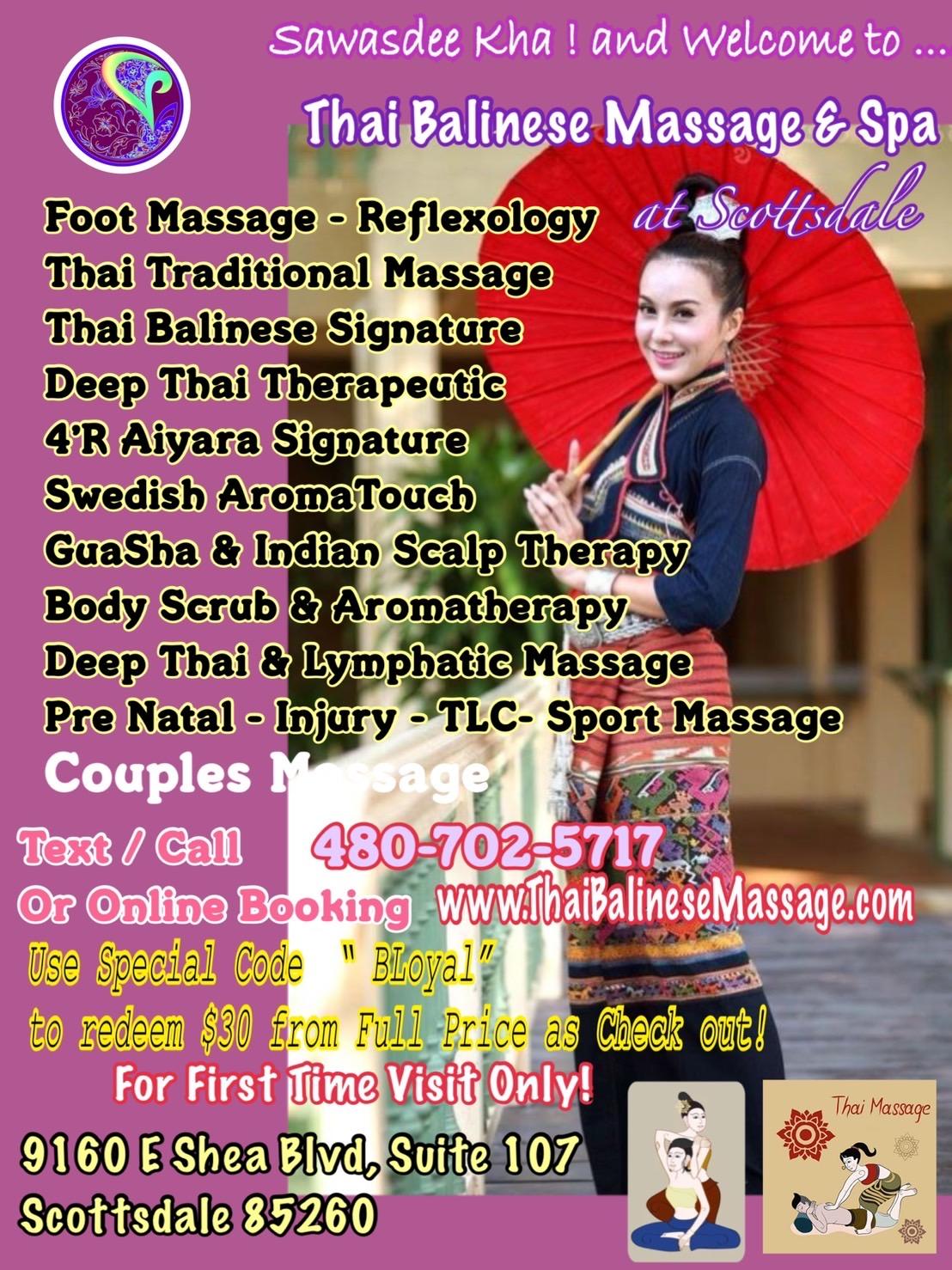 Thai Balinese Massage & Spa | 9160 E Shea Blvd # 107, Scottsdale, AZ 85260, United States | Phone: (480) 702-5717