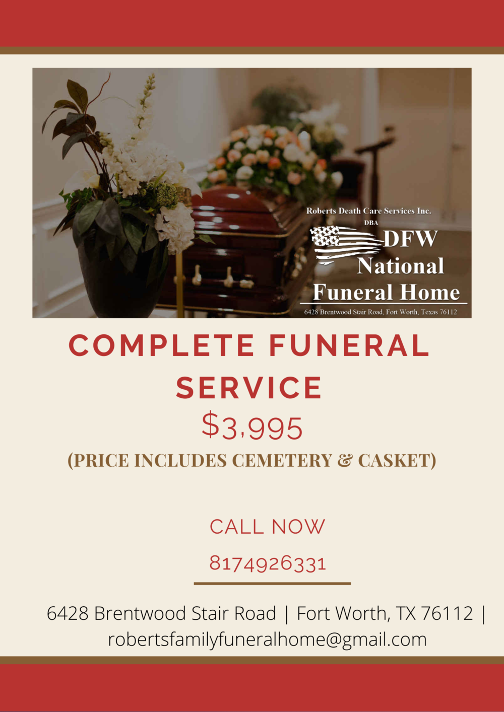 DFW Arlington National Funeral Home | 6428 Brentwood Stair Rd, Fort Worth, TX 76112, USA | Phone: (682) 213-2213