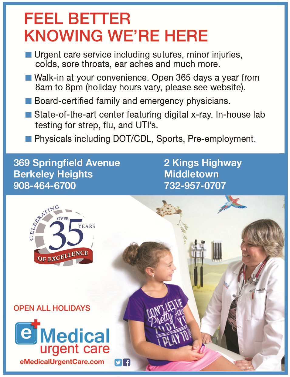 eMedical Urgent Care - EMO Urgent Care | 2 Kings Hwy E, Middletown Township, NJ 07748, USA | Phone: (732) 957-0707