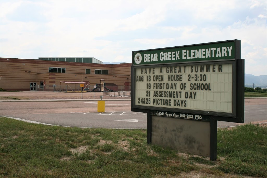 Bear Creek Elementary School | 1330 Creekside Dr, Monument, CO 80132 | Phone: (719) 488-4770