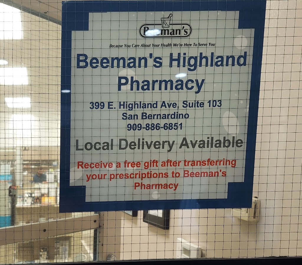 Beemans Highland Pharmacy | 399 E Highland Ave # 103, San Bernardino, CA 92404, USA | Phone: (909) 886-6851