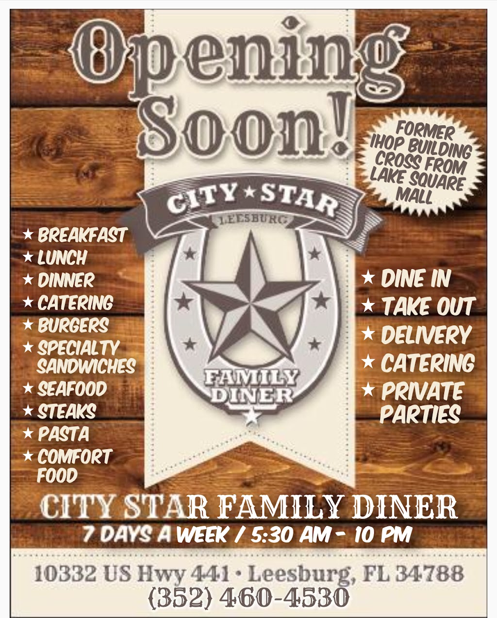 City star family diner | 10332 Northwest, US-441, Leesburg, FL 34788, USA | Phone: (352) 460-4530