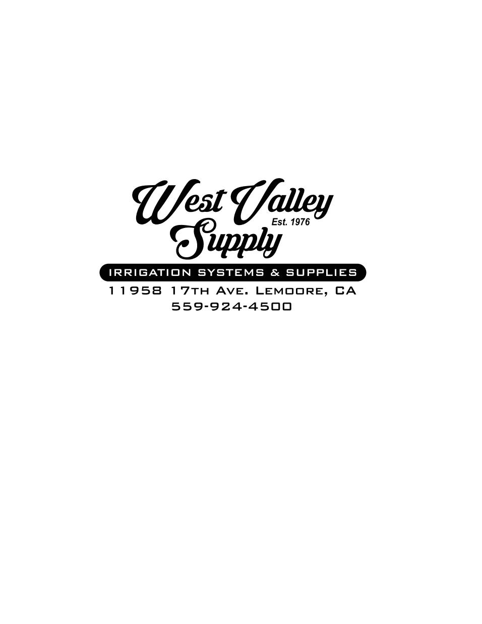 West Valley Supply Inc. | 11958 17th Ave, Lemoore, CA 93245, USA | Phone: (559) 924-4500