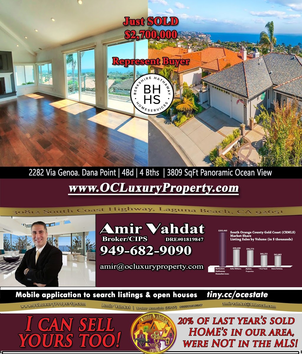 Amir Vahdat Real Estate - Berkshire Hathaway Mission Viejo | 23120 Alicia Pkwy Suite 100, Mission Viejo, CA 92691, USA | Phone: (949) 682-9090