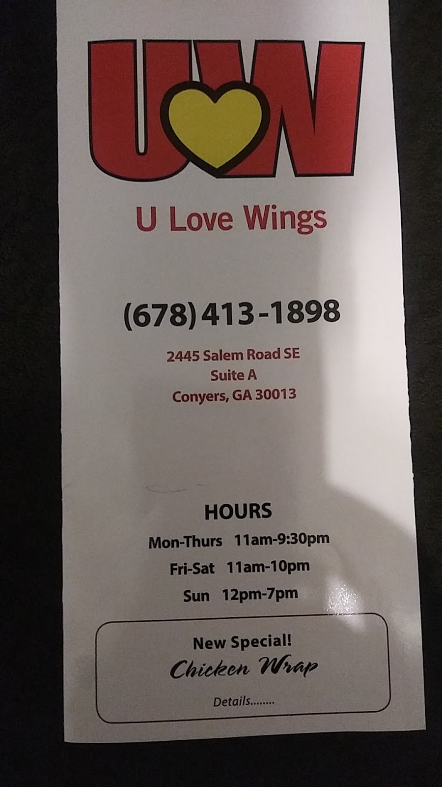 U Love Wings | 2445 Salem Rd SE A, Conyers, GA 30013 | Phone: (678) 413-1898