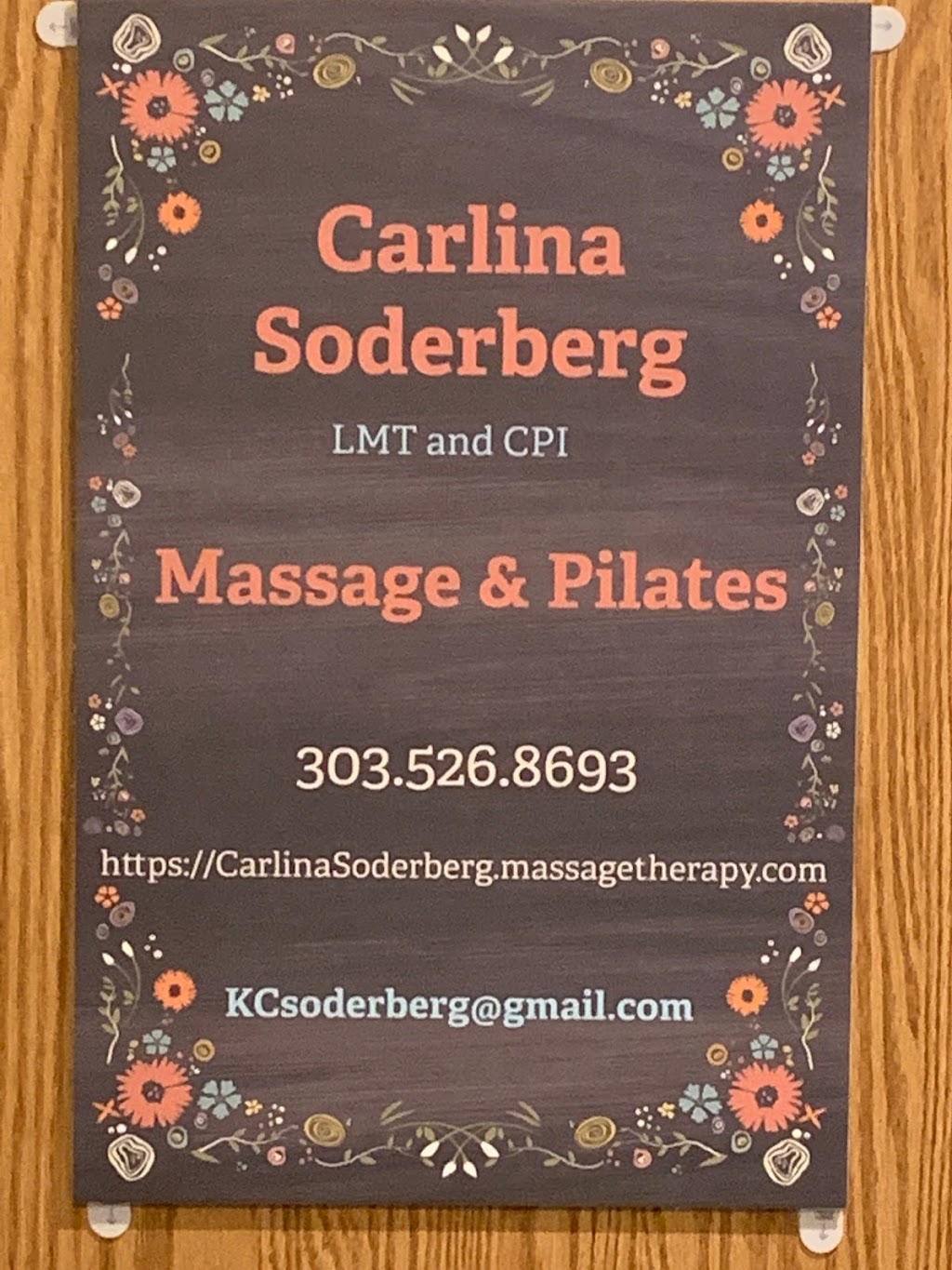 Carlina Soderberg, LMT and Pilates | 26697 Pleasant Park Rd Building B suite 210, Conifer, CO 80433, USA | Phone: (303) 526-8693