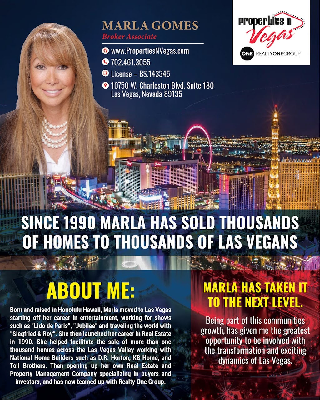 Marla Gomes - Realty ONE Group | 10750 W Charleston Blvd, Las Vegas, NV 89135 | Phone: (702) 461-3055