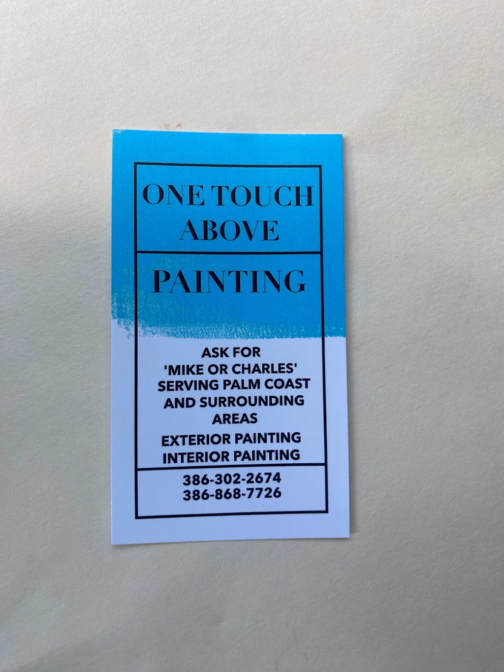 One touch above painting | 15 Palm Harbor Village Way W, Palm Coast, FL 32137, USA | Phone: (386) 868-7726