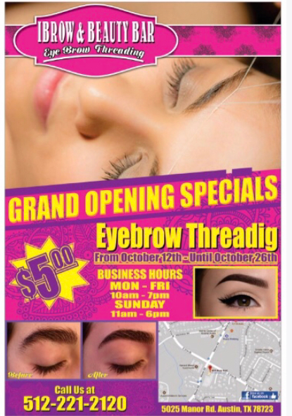 Ibrow & Beauty Bar Eyebrow Threading | 5025 Manor Rd, Austin, TX 78723, USA | Phone: (512) 221-2120