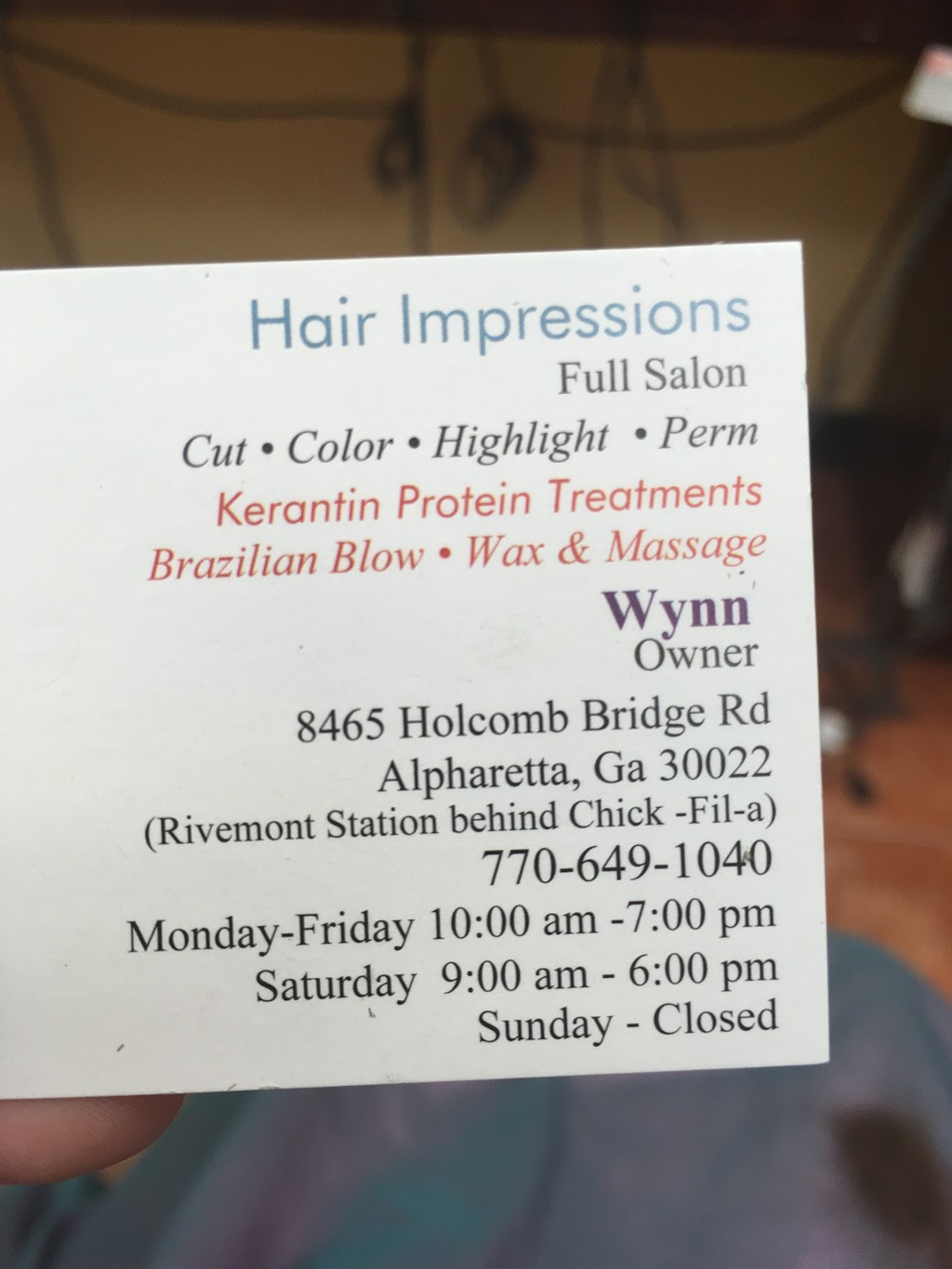 Hair Impressions | 8465 Holcomb Bridge Rd, Alpharetta, GA 30022, USA | Phone: (770) 649-1040