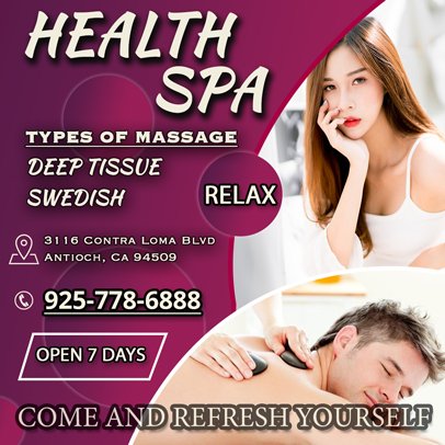 Health Spa | 3116 Contra Loma Blvd, Antioch, CA 94509, USA | Phone: (925) 778-6888