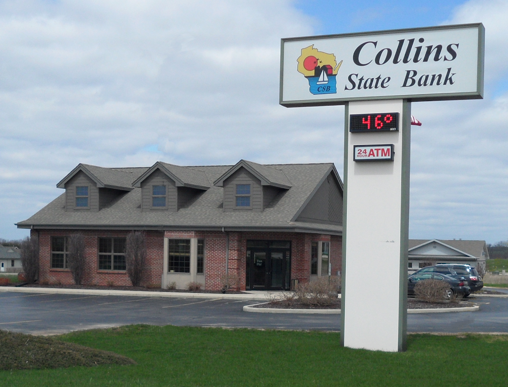 Collins State Bank | 302 E Towne Dr, Random Lake, WI 53075, USA | Phone: (920) 994-9434