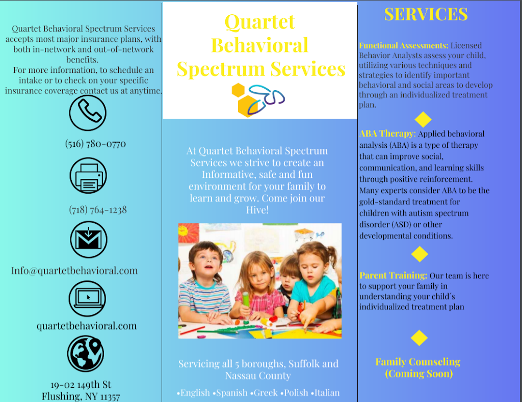 Quartet Behavioral Spectrum Services | 14-08B Clintonville St, Queens, NY 11357, USA | Phone: (516) 780-0770