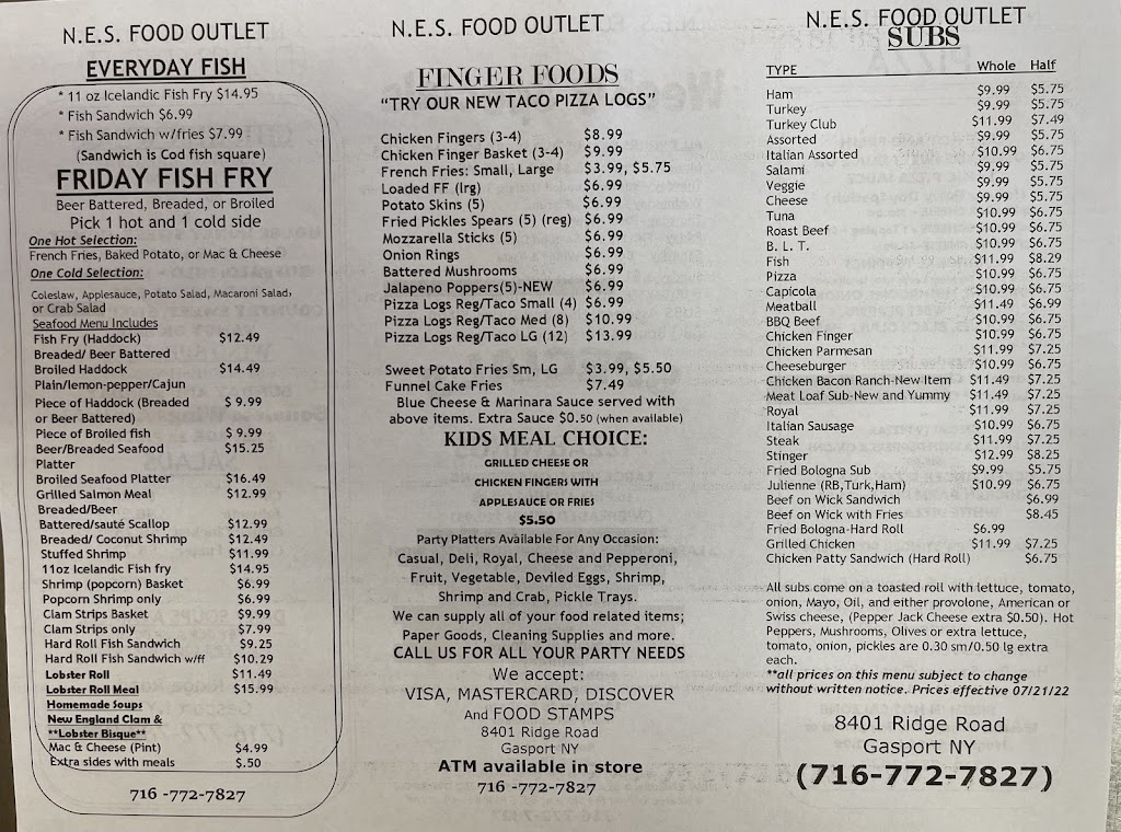 New England Seafood | 8401 Ridge Rd, Gasport, NY 14067, USA | Phone: (716) 772-7827
