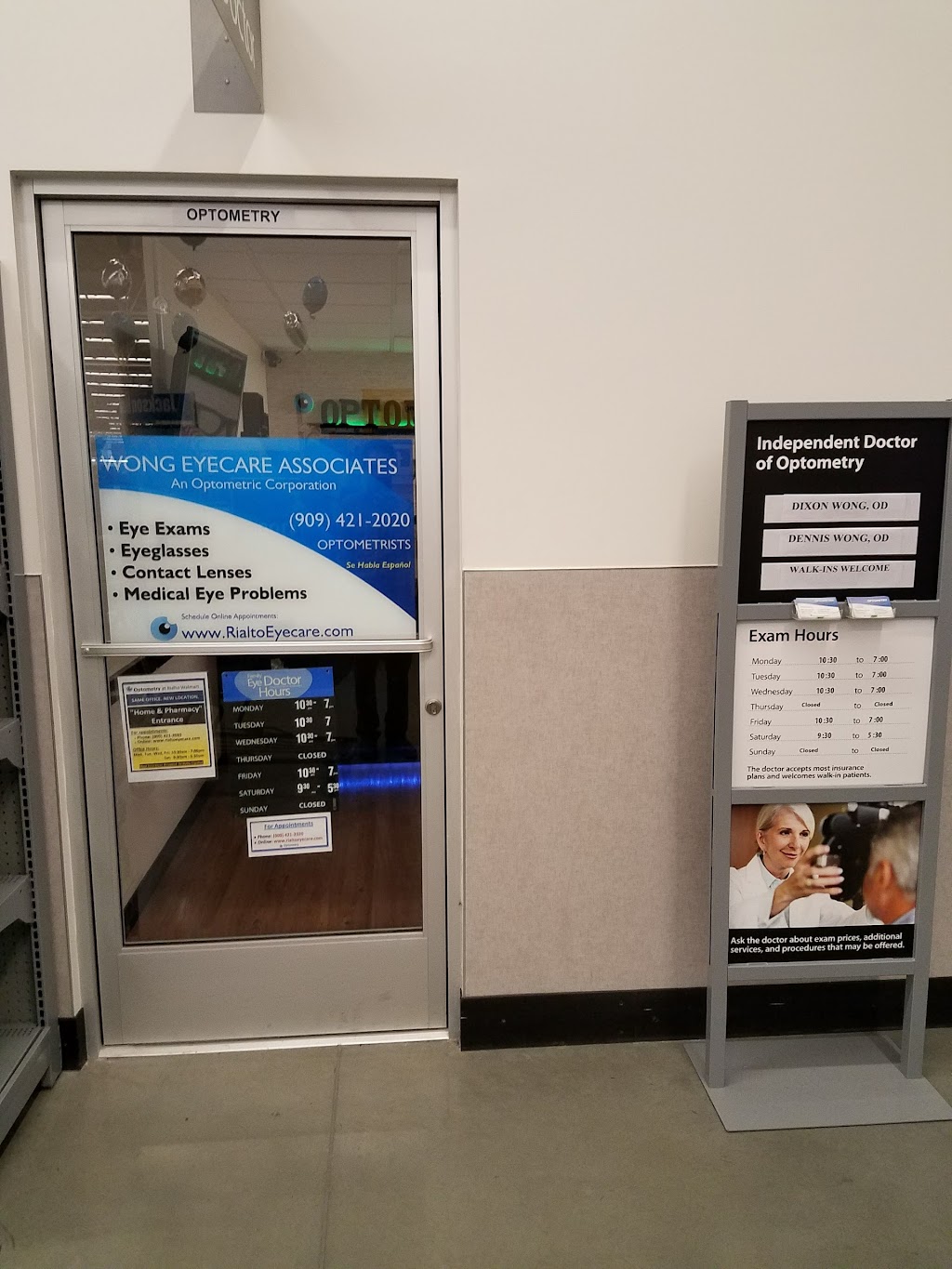 OPTOMETRY (Rialto Eyecare - Walmart) | 1366 S Riverside Ave, Rialto, CA 92376, USA | Phone: (909) 421-2020