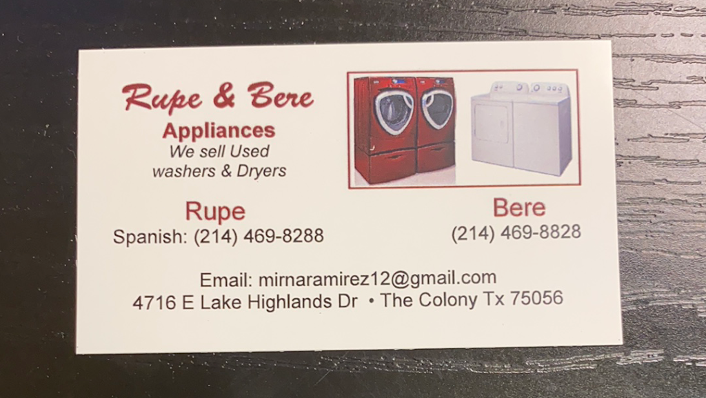 Rupe & Bere Appliances | 4716 E Lake Highlands Dr, The Colony, TX 75056, USA | Phone: (214) 469-8828