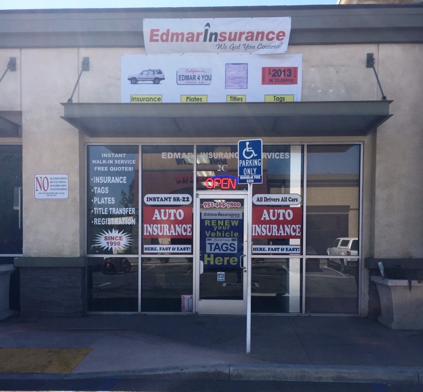 Edmar Insurance & DMV Services - R2 | 18590 Van Buren Boulevard #2c, Riverside, CA 92508, USA | Phone: (951) 465-7800