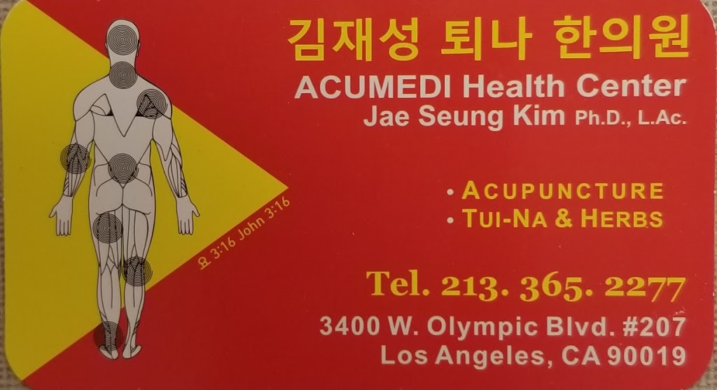 ACUMEDI HEALTH CTR. & Jae S. Kim, L.Ac. | 3400 W Olympic Blvd Ste 207, Los Angeles, CA 90019, USA | Phone: (213) 365-2277