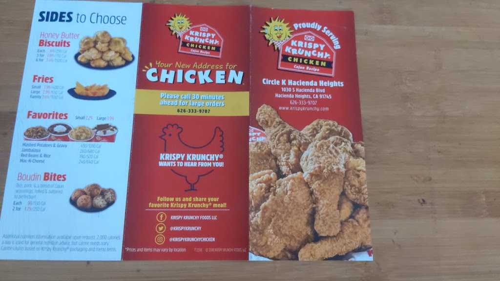 Krispy Krunchy Chicken | 1030 S Hacienda Blvd, La Puente, CA 91745, USA | Phone: (626) 333-9707
