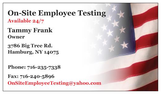 On-Site Employee Testing | 3786 Big Tree Rd, Hamburg, NY 14075, USA | Phone: (716) 235-7338
