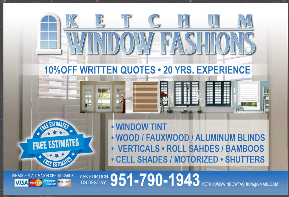 Ketchums Window Fashion | 10381 S Lynn Cir, Jurupa Valley, CA 91752 | Phone: (951) 790-1943