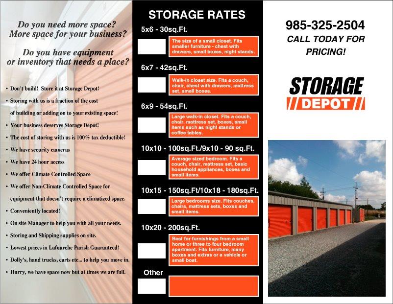 Storage Depot | 15378 W Main St, Cut Off, LA 70345, USA | Phone: (985) 325-2504