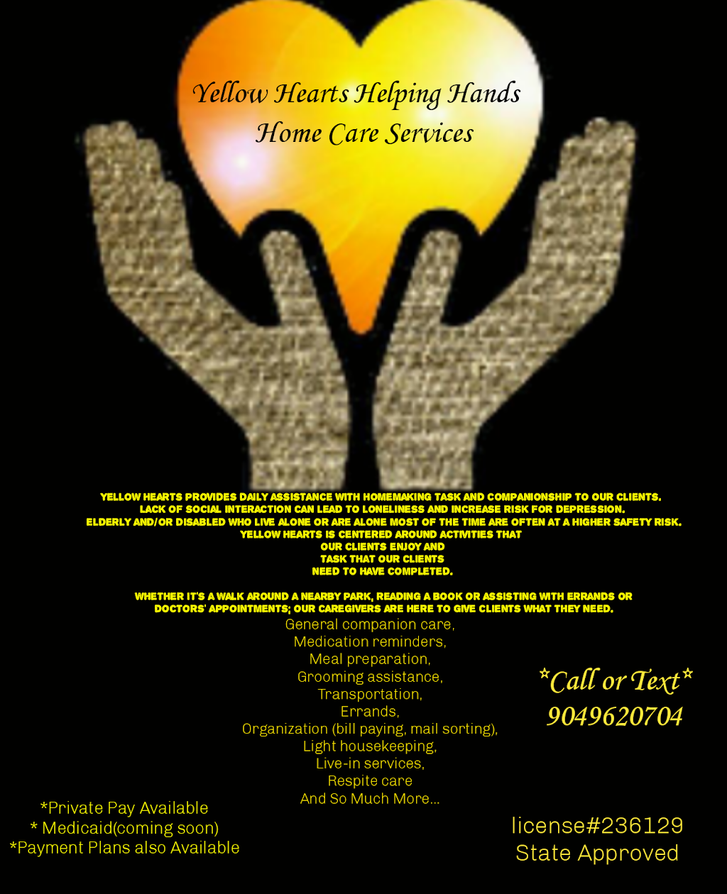 Yellow Hearts Helping Hands | 8159 Hewitt St, Jacksonville, FL 32244 | Phone: (904) 210-8178