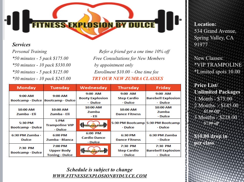 Fitness Explosion By Dulce | 10761 Jamacha Blvd, Spring Valley, CA 91978 | Phone: (619) 240-6951