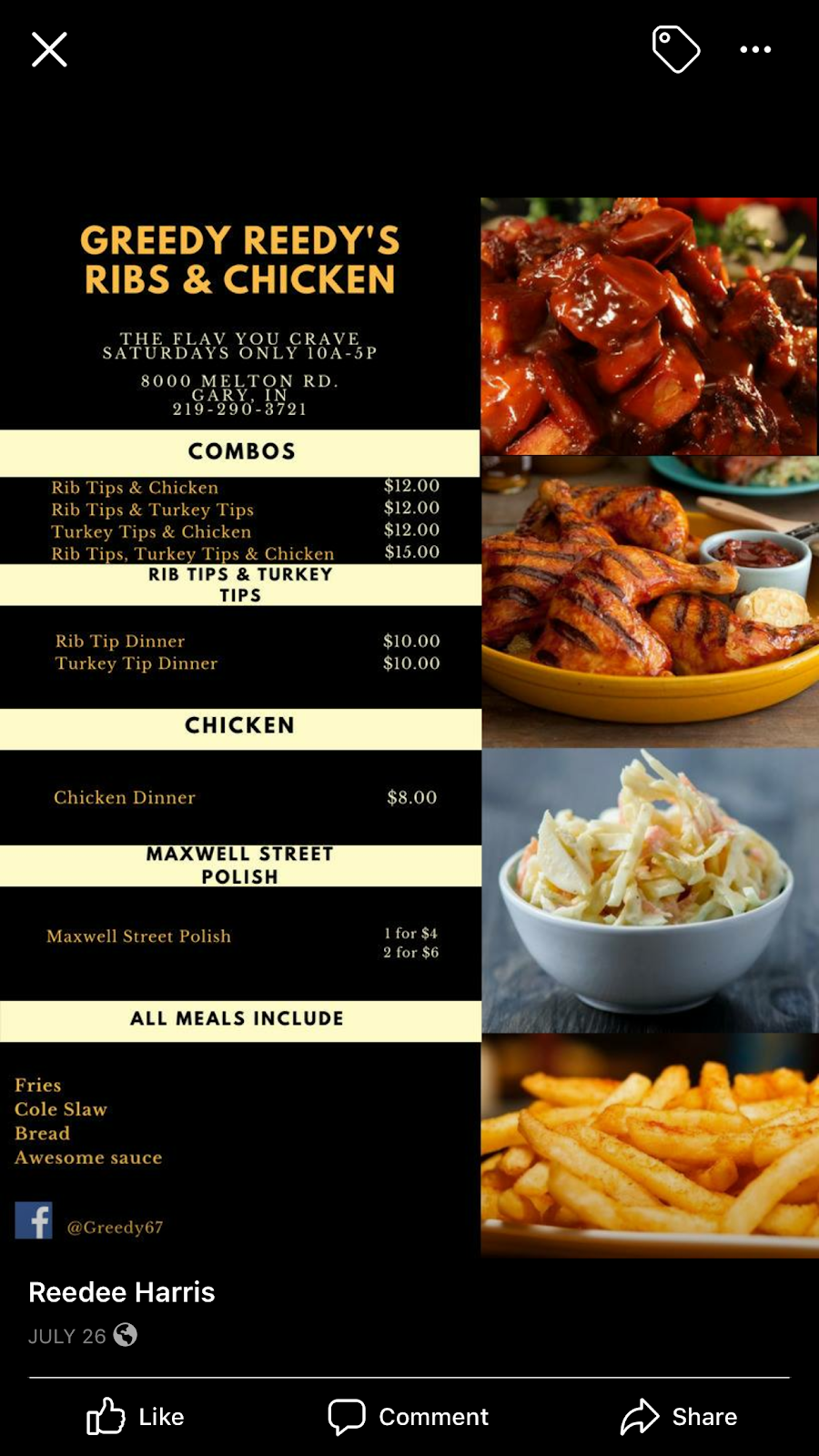 Greedy Reedy’s BBQ | 8000 Melton Rd, Gary, IN 46404 | Phone: (219) 484-8584