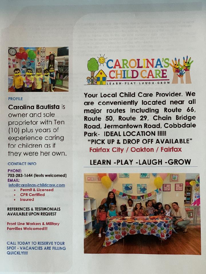 Carolinas Child Care LLC | 3405 Burrows Ave, Fairfax, VA 22030, USA | Phone: (240) 626-5044